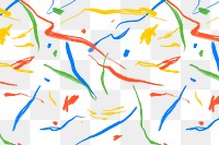 Abstract scribble doodle png pattern, colorful design, transparent background