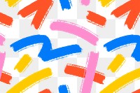 Colorful brush png pattern, abstract design, transparent background