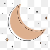 Half moon png sticker, beige illustration, transparent background