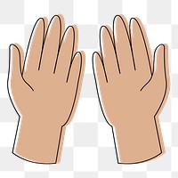 Hands png sticker, beige illustration, transparent background