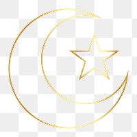 Golden Islamic png sticker, flat line art design, transparent background