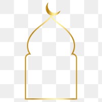 Islamic png frame sticker, luxurious color line art design, transparent background