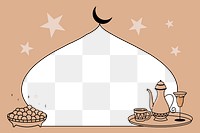 Aesthetic png Ramadan frame, flat earth tone design, transparent background