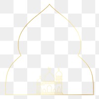 Ramadan png frame, golden line art design, transparent background