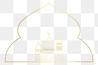 Ramadan png frame, golden line art design, transparent background