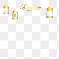 Ramadan png frame, luxurious color line art design, transparent background