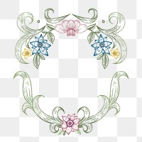 Wildflower wreath png frame, vintage illustration, transparent background