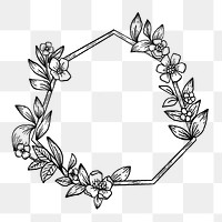 Botanical wreath png frame, vintage illustration, transparent background