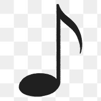 Black quaver png sticker, musical note doodle on transparent background