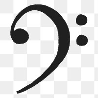F clef png sticker, music symbol in black on transparent background