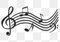 Musical notes png clipart, treble clef doodle on transparent background