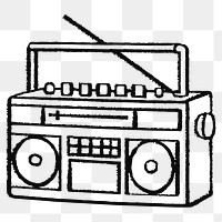 Boombox doodle png sticker, retro | Premium PNG - rawpixel