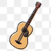 Electric guitar png sticker, string musical instrument doodle on transparent background