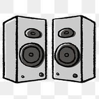 Speaker png sticker, music object doodle on transparent background