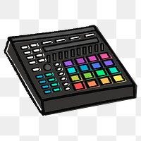 Drum pad png clipart, beat machine doodle on transparent background