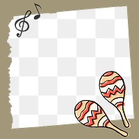 Cute music png frame, transparent background, rumba shaker doodle