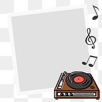 Record player png frame sticker, music doodle aesthetic on transparent background