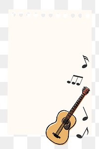 Aesthetic guitar png frame sticker, music doodle on transparent background