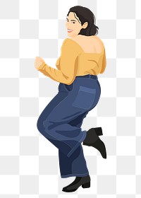 Happy woman dancing png sticker illustration, transparent background