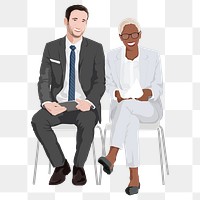 Business partners png sticker illustration, transparent background