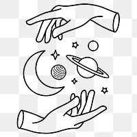 Spiritual hand png doodle sticker, boho occult, transparent background