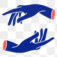 Hands png sticker, blue design on transparent background