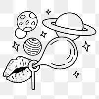 Galaxy png sticker, cosmic doodle, transparent background