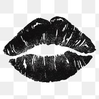 Black lips png sticker,  mouth transparent background