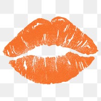 Orange lips png sticker, transparent background