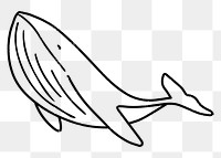 Whale doodle png sticker, sea animal, transparent background