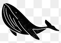 Black whale png sticker, sea animal transparent background