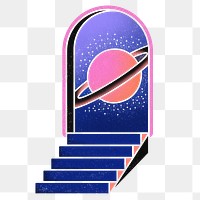 Galaxy door png sticker, surreal escapism, transparent background