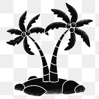 Coconut tree png sticker, black, transparent background