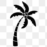 Png black coconut tree sticker, tropical, transparent background