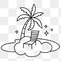 Beach paradise png sticker, transparent background