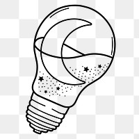 Celestial light bulb png sticker, doodle, transparent background