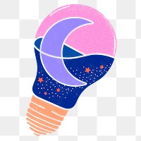 Surreal light bulb png sticker, transparent background