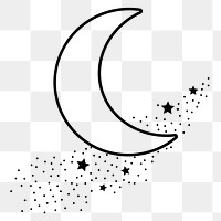 Crescent moon png sticker, doodle, transparent background