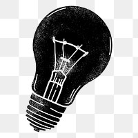 Light bulb png sticker, black and white, transparent background