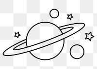 Saturn doodle png sticker, galaxy, transparent background