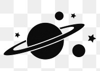 Black Saturn png sticker, celestial, transparent background