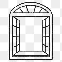 Window frame png sticker, doodle, transparent background