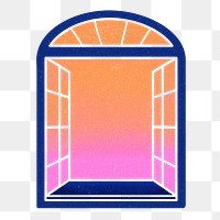 Surreal window png sticker, gradient sky, transparent background