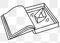 Boat doodle png sticker, floating in book, transparent background
