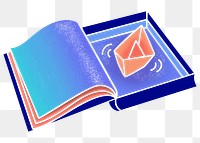 Surreal boat png sticker, floating in book, transparent background