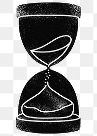 Black hourglass png sticker, time management, transparent background