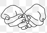 Cupped hands png doodle sticker, transparent background