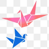 Origami bird png sticker, gradient design, transparent background