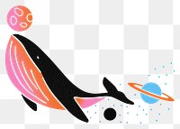 Gradient whale png sticker, transparent background