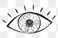 Observing eye png sticker, cute doodle on transparent background